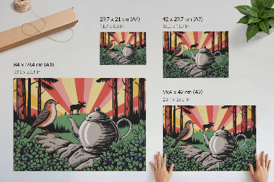 Nowoczesny plakat dekoracyjny Dynamiczna scena leśna bogata w detale