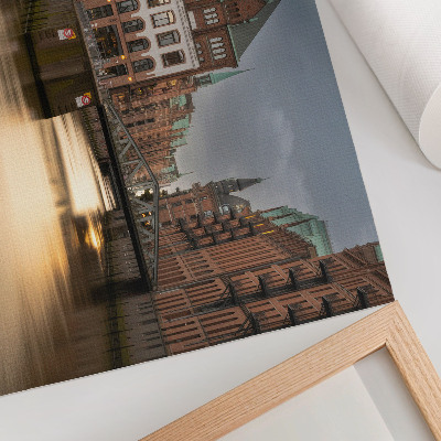 Plakat Klimatyczna architektura most wieczór spokojna woda