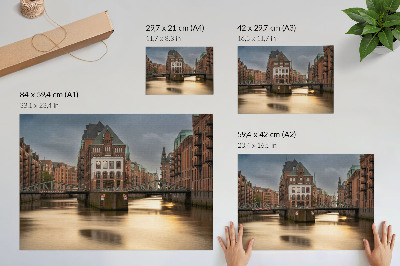 Plakat Klimatyczna architektura most wieczór spokojna woda