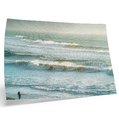 Plakat do salonu Morze fale człowiek brzeg natura dynamika