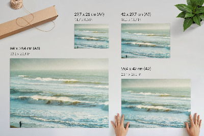Plakat do salonu Morze fale człowiek brzeg natura dynamika