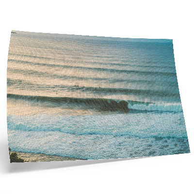 Nowoczesny plakat dekoracyjny Oceanu fale spokojne horyzont surferzy