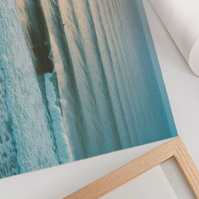 Nowoczesny plakat dekoracyjny Oceanu fale spokojne horyzont surferzy