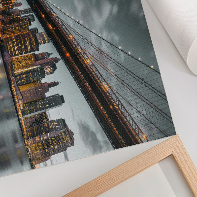 Grafika na ścianę Panorama wieczorem miasto most światła woda