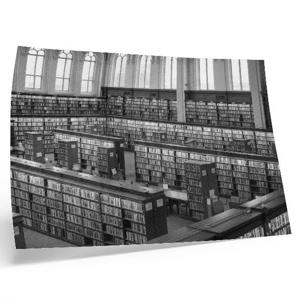 Nowoczesny plakat dekoracyjny Klasyczna biblioteka z drewnianymi regałami