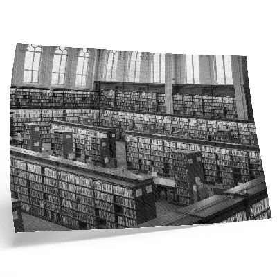 Nowoczesny plakat dekoracyjny Klasyczna biblioteka z drewnianymi regałami