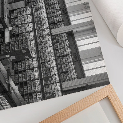 Nowoczesny plakat dekoracyjny Klasyczna biblioteka z drewnianymi regałami