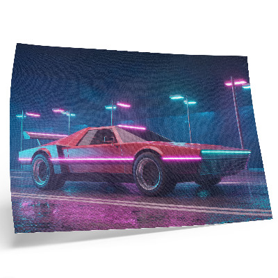 Grafika na ścianę Retro auto w neonowej scenerii miejskiej