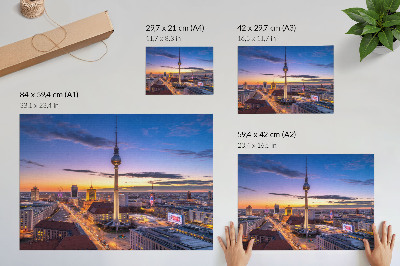 Plakat Miasto wieczorem niesamowite kolory zachodu