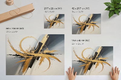 Plakat Beżowe i czarne linie dynamiczny wzór