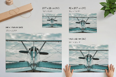 Nowoczesny plakat dekoracyjny Widok dwupłatowca z przodu industrialna elegancja