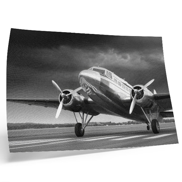 Grafika na ścianę Stary samolot w monochromatycznych barwach