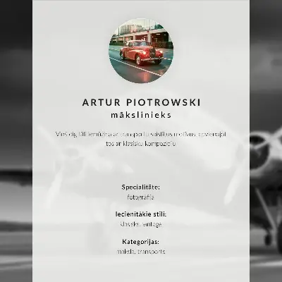 Nowoczesny plakat dekoracyjny z motywem stylowego klasycznego samolotu w kolorze żółto-szaro-niebieskim