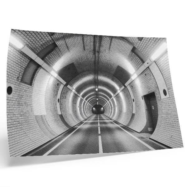 Grafika na ścianę Symetryczny czarno-biały tunel z łukami