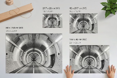Grafika na ścianę Symetryczny czarno-biały tunel z łukami