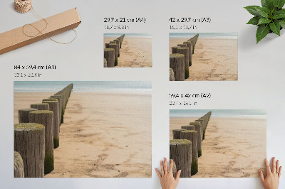 Plakat Drewniane paliki plaża morze spokój natura