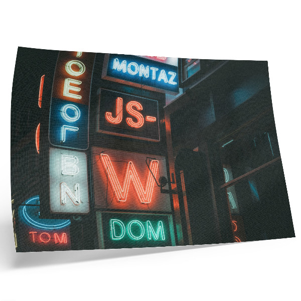 Nowoczesny plakat dekoracyjny Kolorowe neonowe znaki wieczorna atmosfera