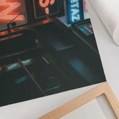 Nowoczesny plakat dekoracyjny kolorowe neonowe znaki z wieczorną atmosferą