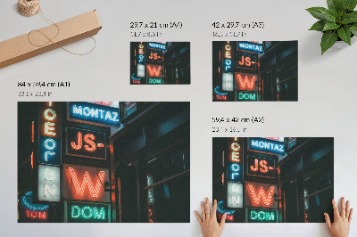Nowoczesny plakat dekoracyjny Kolorowe neonowe znaki wieczorna atmosfera