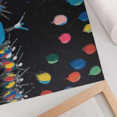 Plakat Kolorowe balony kontrastujące czerni nieba