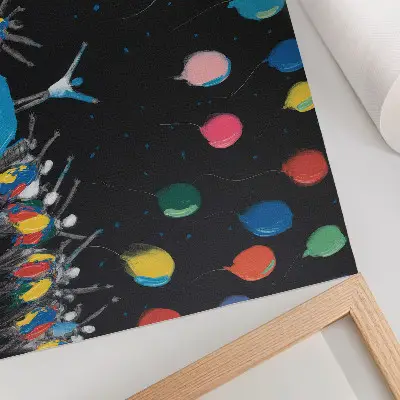 Plakat kolorowe balony na tle czarnego nieba