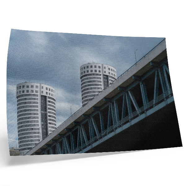 Grafika na ścianę Most i wieżowce współczesność symetria elegancja