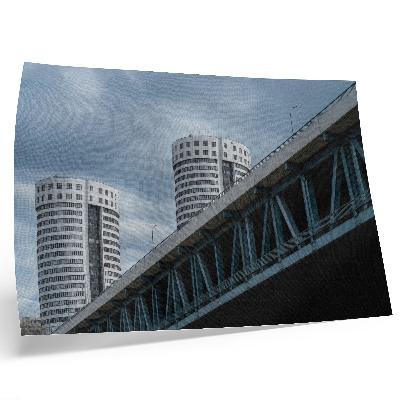 Grafika na ścianę Most i wieżowce współczesność symetria elegancja