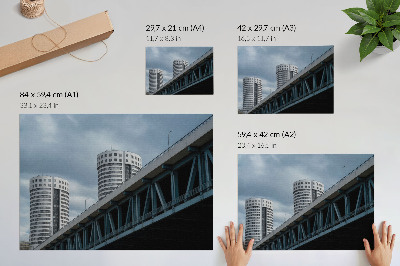 Grafika na ścianę Most i wieżowce współczesność symetria elegancja