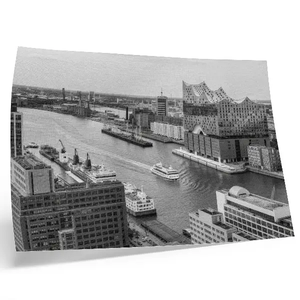 Wydruk na płótnie nowoczesne miasto z rzeką i ikoniczną architekturą
