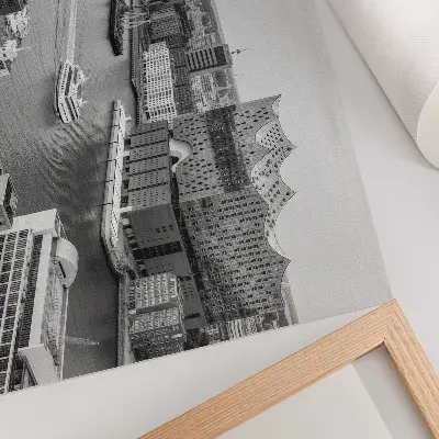 Wydruk na płótnie nowoczesne miasto z rzeką i ikoniczną architekturą