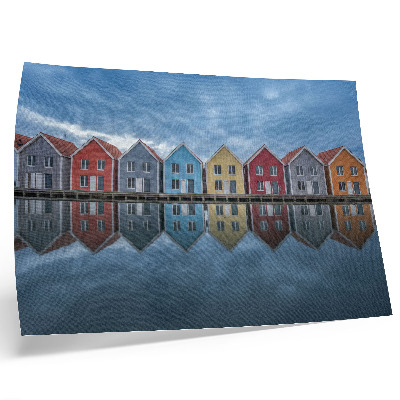 Plakat Kolorowe domki nowoczesny styl symetria