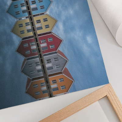 Plakat Kolorowe domki nowoczesny styl symetria