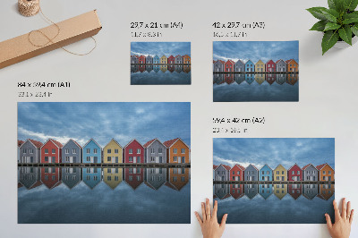 Plakat Kolorowe domki nowoczesny styl symetria