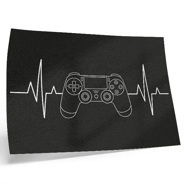 Nowoczesny plakat dekoracyjny z minimalistycznym motywem gamingu przedstawiającym czarno-białe serce