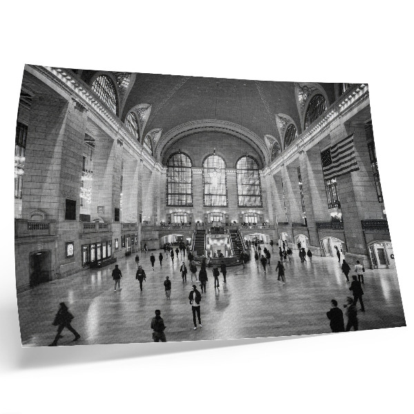 Grafika na ścianę Eleganckie wnętrze z dużymi oknami i schodami centralnymi