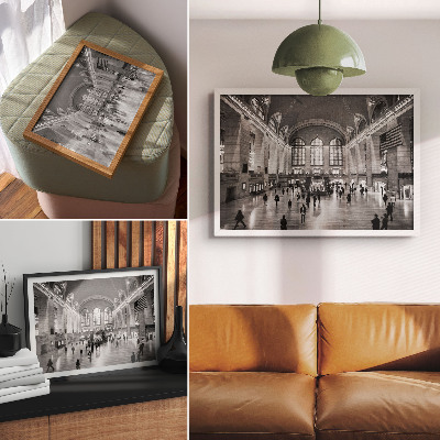 Grafika na ścianę Eleganckie wnętrze z dużymi oknami i schodami centralnymi