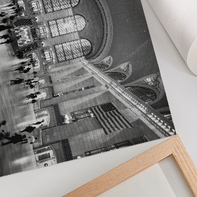 Grafika na ścianę Eleganckie wnętrze z dużymi oknami i schodami centralnymi
