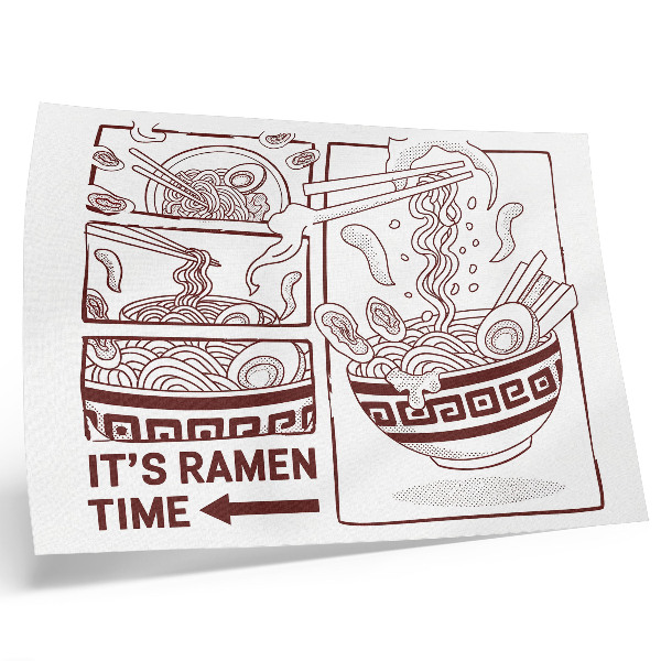 Nowoczesny plakat dekoracyjny Ramen w stylu komiksowym z parą