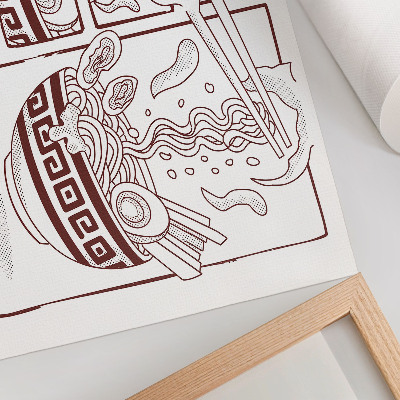 Nowoczesny plakat dekoracyjny Ramen w stylu komiksowym z parą