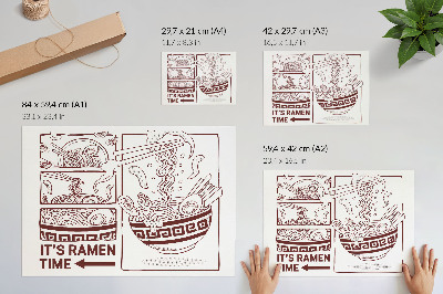 Nowoczesny plakat dekoracyjny Ramen w stylu komiksowym z parą