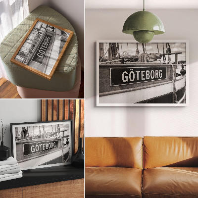 Grafika na ścianę Detal czarno-białej łodzi retro