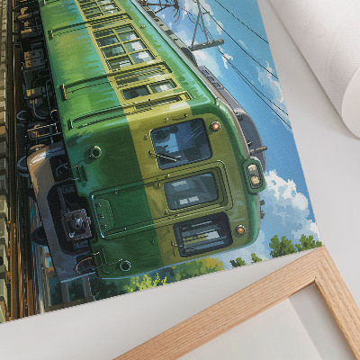 Grafika na ścianę Ilustracyjny pociąg w krajobrazie nadmorskim