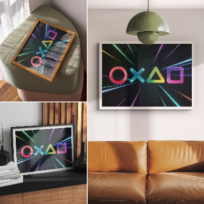 Plakat do salonu Neonowe kształty geometryczne w ruchu