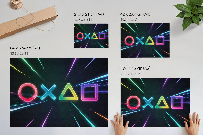 Plakat do salonu Neonowe kształty geometryczne w ruchu