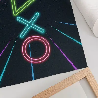 Plakat z motywem neonowych kształtów w dynamicznych, futurystycznych kolorach