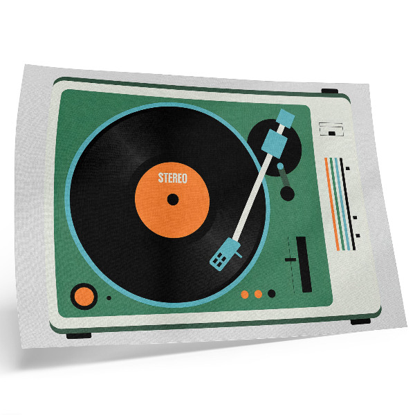 Nowoczesny plakat dekoracyjny Gramofon retro kontrastowe kolory geometryczne