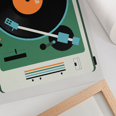 Nowoczesny plakat dekoracyjny Gramofon retro kontrastowe kolory geometryczne