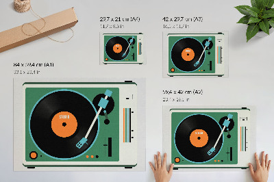 Nowoczesny plakat dekoracyjny Gramofon retro kontrastowe kolory geometryczne