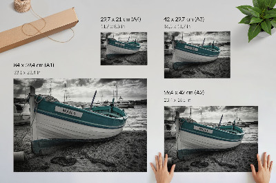 Wydruk na płótnie Łódź na plaży spokój marzenie przygody