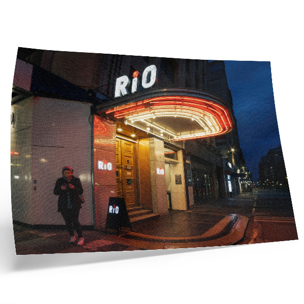 Grafika na ścianę Kino retro neonowe światła czerwony kremowy
